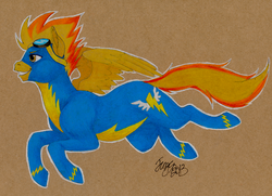 Size: 1474x1070 | Tagged: safe, artist:bekuno, spitfire, g4, female, solo, traditional art, wonderbolts, wonderbolts uniform