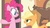 Size: 853x480 | Tagged: safe, screencap, applejack, pinkie pie, g4, mmmystery on the friendship express, lidded eyes, out of context