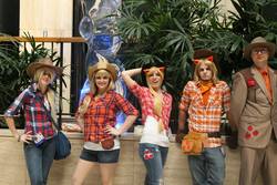 Size: 960x640 | Tagged: safe, artist:colorguardgurl42, artist:xiggypiggy, applejack, human, g4, anime weekend atlanta, applejack (male), clothes, convention, cosplay, gloves, group photo, hat, irl, irl human, jeans, photo, rule 63, suit