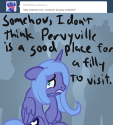 Size: 700x774 | Tagged: safe, artist:arrkhal, princess luna, alicorn, pony, g4, ask, blog, cute, female, filly, pervyville, s1 luna, this will end in death, this will end in tears, this will end in tears and/or death, tumblr, woona