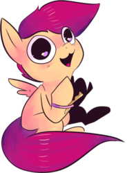 Size: 708x963 | Tagged: safe, artist:spanish-scoot, scootaloo, tumblr:preguntascootaloo, g4, exploitable, female, high, simple background, solo, transparent background