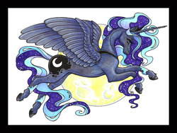 Size: 792x597 | Tagged: safe, artist:luthiennightwolf, princess luna, g4, female, moon, solo, unshorn fetlocks