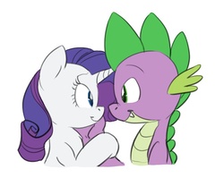 Size: 698x610 | Tagged: safe, artist:carnifex, rarity, spike, g4, close-up, female, male, older, older spike, ship:sparity, shipping, straight