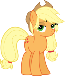 Size: 4742x5500 | Tagged: safe, artist:theshadowstone, applejack, earth pony, pony, equestria girls, g4, absurd resolution, alternate hairstyle, equestria girls ponified, female, human pony applejack, ponified, ponified humanized pony, simple background, solo, transparent background, vector