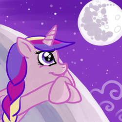 Size: 1000x1000 | Tagged: safe, artist:kuromi, princess cadance, g4, ask, female, mare in the moon, moon, solo, teen princess cadance, tumblr