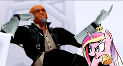 Size: 1366x740 | Tagged: safe, princess cadance, g4, crossover, deeply intrigued cadance, disney, kingdom hearts, master xehanort, xehanort