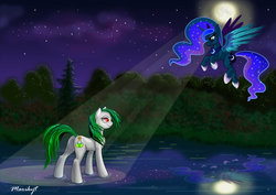 Size: 1063x751 | Tagged: safe, artist:marikyt, princess luna, oc, pegasus, pony, g4