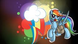 Size: 1920x1080 | Tagged: safe, artist:malamol, rainbow dash, g4, bubble, cutie mark, female, saddle bag, solo, tube, wallpaper