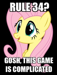 Size: 750x1000 | Tagged: safe, artist:axemgr, fluttershy, g4, female, image macro, meme, painfully innocent fluttershy, rule 34, solo