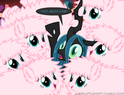 Size: 650x500 | Tagged: safe, artist:mixermike622, queen chrysalis, oc, oc:fluffle puff, tumblr:ask fluffle puff, g4, clone, innuendo, multeity, shipping