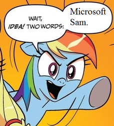 Size: 334x366 | Tagged: safe, rainbow dash, g4, exploitable meme, meme, microsoft sam, two words meme