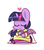 Size: 850x970 | Tagged: safe, artist:php56, twilight sparkle, alicorn, pony, g4, chibi, clothes, coronation dress, cup, dress, female, heart, mare, solo, tea, twilight sparkle (alicorn)