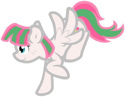 Size: 1280x995 | Tagged: safe, artist:furrgroup, blossomforth, pegasus, pony, g4, female, simple background, smiling, solo, spread wings