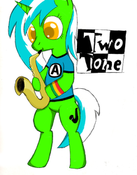 Size: 1501x1915 | Tagged: safe, artist:dark-southern-rebel, oc, oc only, pony, 2 tone, aquabats, bipedal, musical instrument, saxophone, ska, solo