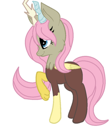 Size: 342x455 | Tagged: safe, artist:teresaisahob1234, oc, oc only, unnamed oc, hybrid, adoptable, adopted, interspecies offspring, offspring, parent:discord, parent:fluttershy, parents:discoshy, simple background, solo, white background, wings