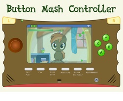 Size: 1667x1372 | Tagged: safe, button mash, g4, button, colt, controller, foal, male, meme, mirror, moustache, pony controller, pov, rage, video game