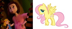 Size: 1085x436 | Tagged: safe, fluttershy, g4, comparison, hannah phillips, meta, toy story