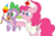 Size: 800x520 | Tagged: safe, artist:lycanianspike, pinkie pie, spike, g4, baby, diaper, maracas, musical instrument, nurse, pacifier