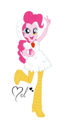 Size: 900x1600 | Tagged: safe, artist:melciadr, pinkie pie, chicken, equestria girls, g4, animal costume, boots, chicken pie, chicken suit, clothes, costume, female, shoes, simple background, solo, transparent background