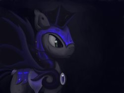 Size: 1032x774 | Tagged: safe, artist:drakmire, bat pony, pony, g4, armor, dark, night guard, solo