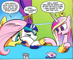 Size: 1294x1072 | Tagged: safe, idw, official comic, fluttershy, princess cadance, shining armor, g4, spoiler:comic, comic