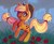 Size: 1387x1137 | Tagged: safe, artist:toycake, applejack, g4, apple, female, food, rearing, solo, tree