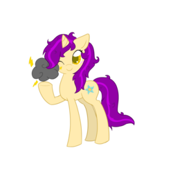 Size: 894x894 | Tagged: safe, artist:piichu-pi, oc, oc only, oc:shattered light, pony, unicorn, cloud, simple background, solo