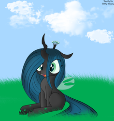 Size: 869x920 | Tagged: dead source, safe, artist:qcryzzy, artist:zev, queen chrysalis, changeling, changeling queen, g4, cute, cutealis, female, solo
