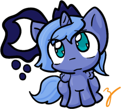 Size: 700x629 | Tagged: safe, artist:zutcha, princess luna, alicorn, pony, g4, cute, female, filly, solo, woona