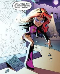 Size: 584x720 | Tagged: safe, idw, official comic, danny williams, megan williams, molly williams, sunset shimmer, equestria girls, g1, g4, spoiler:comic, spoiler:comicannual2013, female, fridge brilliance, g1 to g4, generation leap, solo