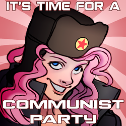 Size: 900x900 | Tagged: dead source, safe, artist:makkon, pinkie pie, human, g4, communism, communist party, female, hat, humanized, pinko pie, solo, ushanka