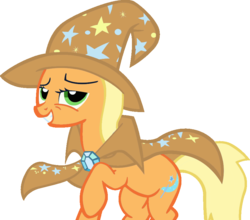 Size: 900x793 | Tagged: safe, artist:blah23z, applejack, trixie, pony, unicorn, g4, female, fusion, mare, recolor, simple background, solo, transparent background, vector