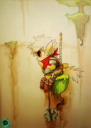 Size: 829x1165 | Tagged: safe, artist:foxinshadow, pony, bastion (game), clothes, hammer, ponified, solo, the kid