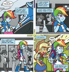 Size: 501x527 | Tagged: safe, idw, official comic, apple bloom, applejack, rainbow dash, scootaloo, equestria girls, g4, spoiler:comic, spoiler:comicannual2013