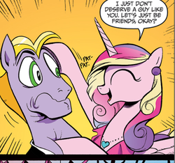 Size: 636x596 | Tagged: safe, idw, official comic, buck withers, princess cadance, g4, spoiler:comic, spoiler:comic12, friendzone