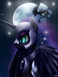 Size: 1536x2048 | Tagged: safe, artist:jasper77wang, nightmare moon, g4, female, planet, solo