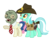 Size: 800x626 | Tagged: safe, artist:pixelkitties, bon bon, lyra heartstrings, sweetie drops, zombie, g4, clothes, costume, gun, halloween, hat, mask, nightmare night, plants vs zombies, revolver, rick grimes, sheriff, simple background, the walking dead, transparent background