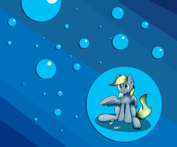 Size: 4474x3719 | Tagged: safe, artist:php64, derpy hooves, pegasus, pony, g4, bubble, female, letter, mare, mouth hold, sitting, solo