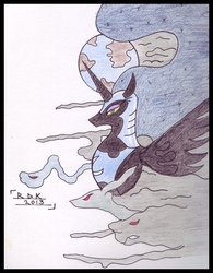 Size: 520x667 | Tagged: safe, artist:rdk, nightmare moon, g4, female, solo, traditional art