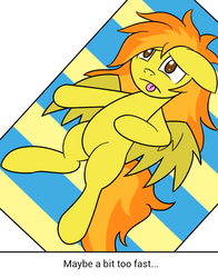 Size: 666x848 | Tagged: safe, artist:php92, spitfire, ask spitfire the wonderbolt, g4, female, on back, solo, tongue out, tumblr