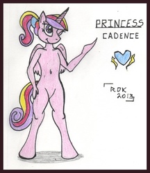 Size: 450x520 | Tagged: safe, artist:rdk, princess cadance, anthro, g4, female, solo, traditional art