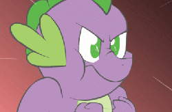 Size: 385x254 | Tagged: safe, artist:fantasyglow, artist:php120, bon bon, spike, sweetie drops, g4, angry spike, animated, bon bon is not amused, photoshop, scrunch battle, scrunchy face