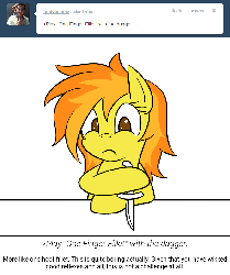 Size: 666x796 | Tagged: safe, artist:php92, spitfire, ask spitfire the wonderbolt, g4, animated, dagger, female, solo, tumblr