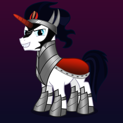 Size: 3500x3500 | Tagged: safe, artist:ohitison, king sombra, shining armor, g4, clothes, corndog, costume, gradient background, male, nightmare night, solo