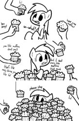 Size: 500x766 | Tagged: safe, artist:dinoderp, derpy hooves, human, g4, monochrome, muffin