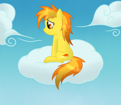 Size: 1280x1104 | Tagged: safe, artist:php92, spitfire, ask spitfire the wonderbolt, g4, cloud, cloudy, female, lonely, sad, solo, tumblr