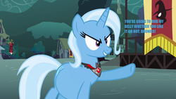 Size: 1277x719 | Tagged: safe, trixie, pony, unicorn, g4, magic duel, bronybait, female, mare, pregnant, pregnant edit, solo