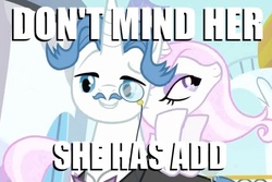 Size: 472x316 | Tagged: safe, fancypants, fleur-de-lis, g4, add, adhd, attention deficit disorder, canterlot, meme