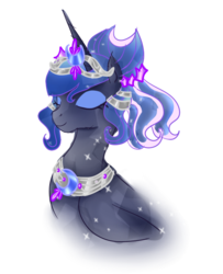 Size: 667x820 | Tagged: safe, artist:moonlightprincess002, princess luna, alicorn, crystal alicorn, pony, g4, alternate hairstyle, crystallized, doodle, eyes closed, female, mare, portrait, solo