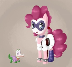 Size: 1403x1300 | Tagged: safe, artist:239asd, gummy, pinkie pie, g4, clothes, crossover, dress, harley quinn, the joker